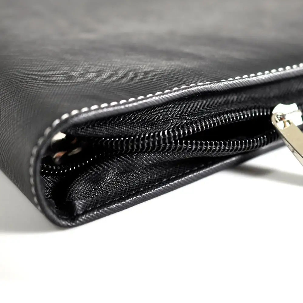 cheap A4 business PU Leather zipper portfolio bag organizer