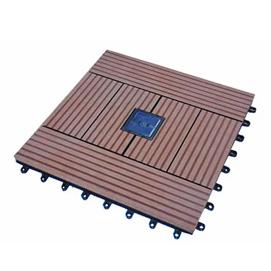Waterproof anti-uv Solar Light Deck Tiles wpc outdoor exterior patio DIY flooring decking tiles for outdoor