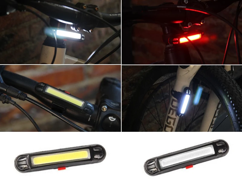 For Cycling Safety Powerful 6 Light Modes Easy Install3W COB 200LM LED USB Rechargeable Bike Rear Light