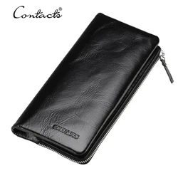 OEM New design Vintage Style Genuine Leather Long Travel Wallet for Mens