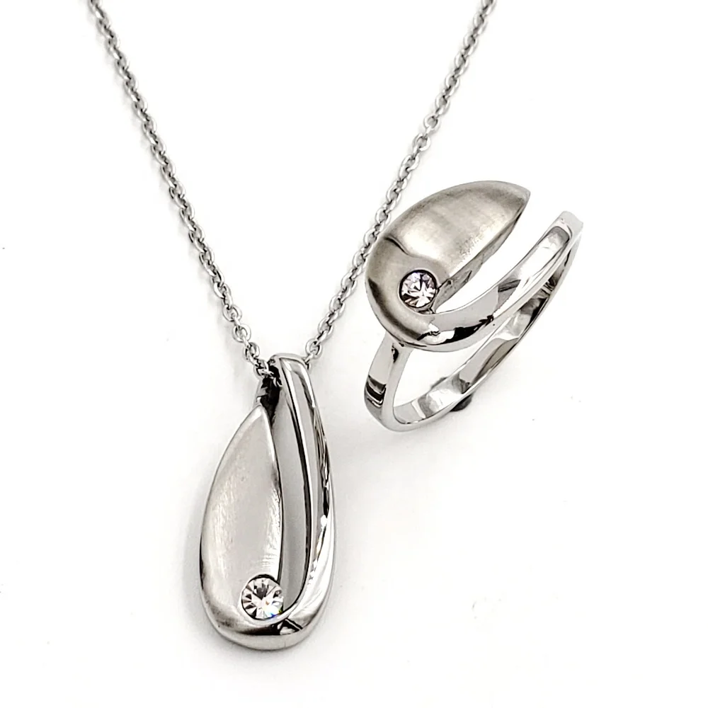 Fashion Stainless Steel Diamond Jewelry Set for Woman