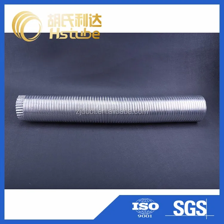 Semi-rigid aluminum flexible hose for ventilation and HVAC system