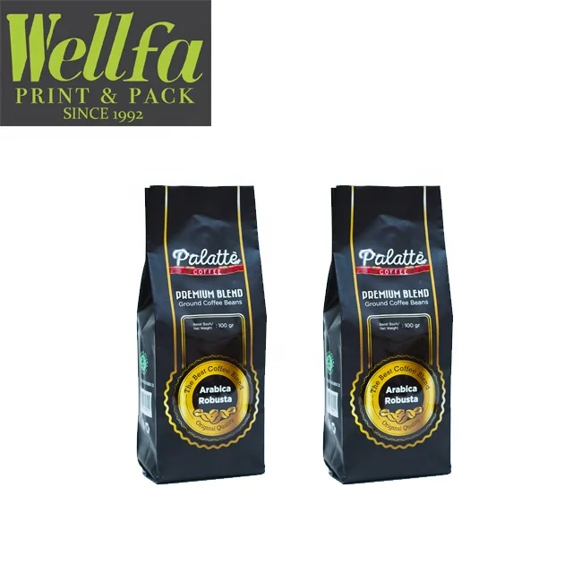 Reusable Block Bottom and Four Side Seal Coffee Bags with One-way Valve