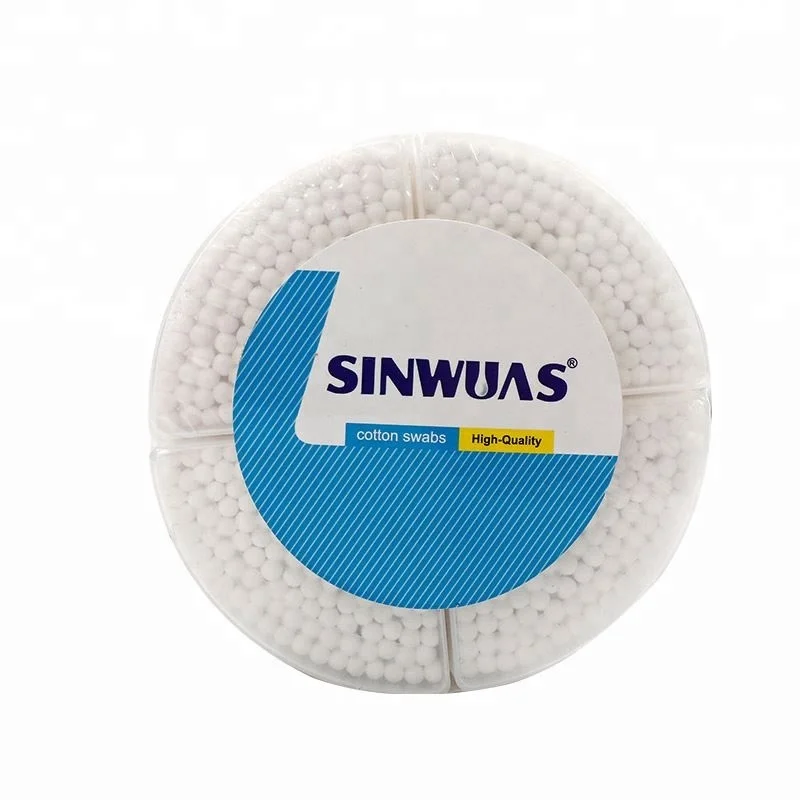 Round box OEM quality hygeian innoxious wood handle cotton swab