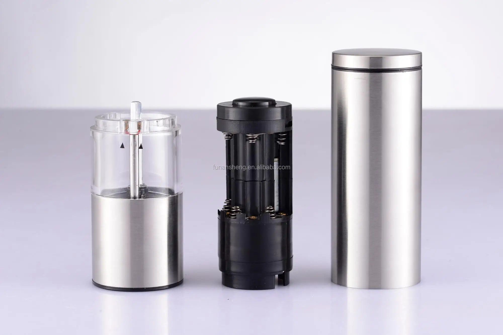 Stainless Steel Electric Salt and Pepper Grinder/Cylinder Salt and Pepper Mill/Light Function