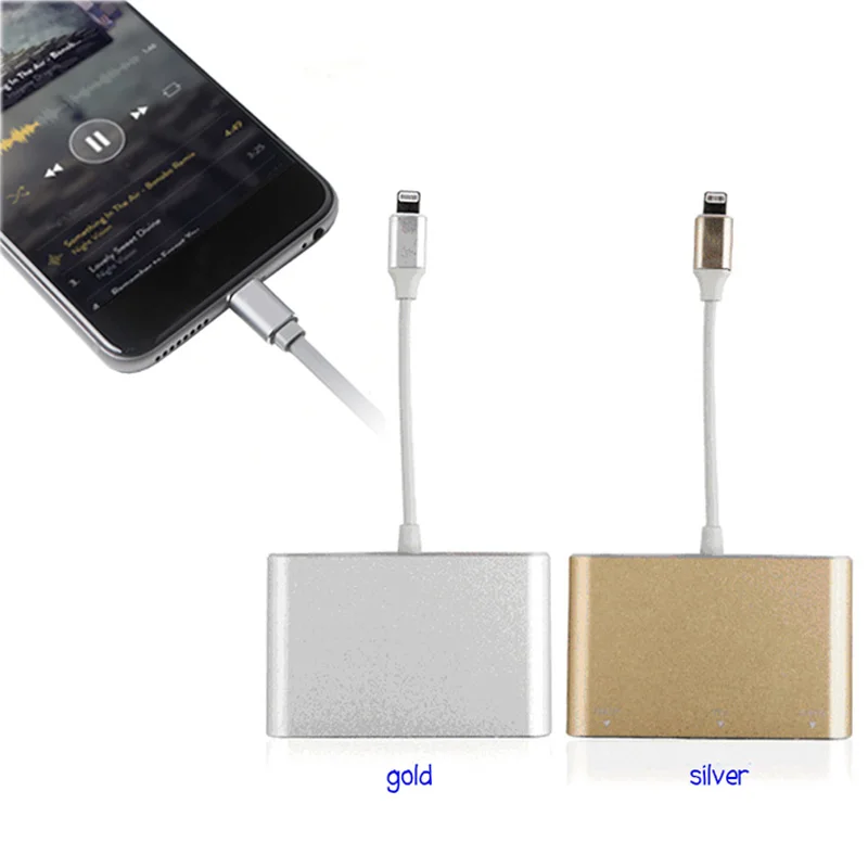 
4IN1 VGA Adapter Audio Adapter For Iphone 7 Earphone Headphone 