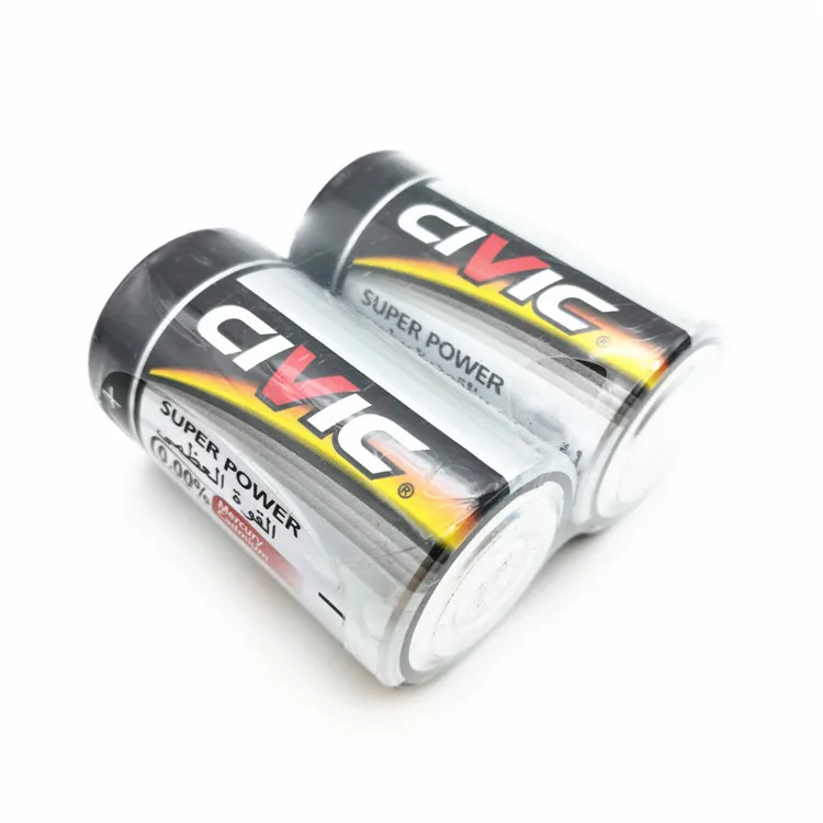 Hot Sale Civic Zinc Carbon R20 D Battery 1.5V for Flashlight Shrink Pack 380Mins
