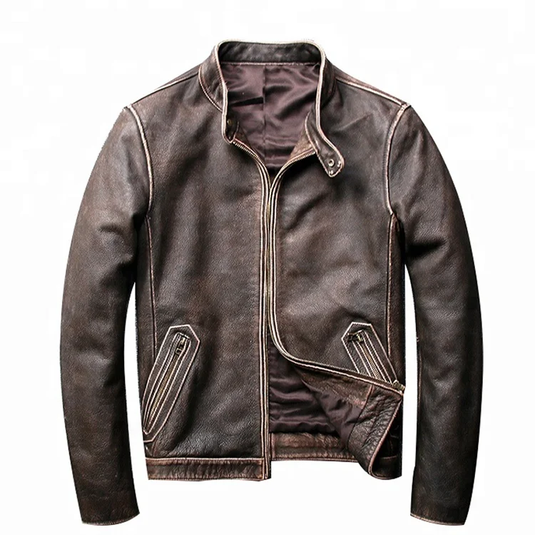 Fashion Motorcycle Real Leather Jacket Men Made In China