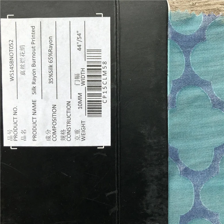 35% Silk 65% Viscose Silk Viscose Burnout Printed Fabric with Good Performance