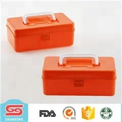pink color tool medicine multipurpose plastic storage box with handle