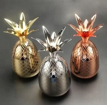 Металлические медные чашки для коктейлей из нержавеющей стали с ананасом, 900 мл, мюл, кружка с крышкой, пивная кружка