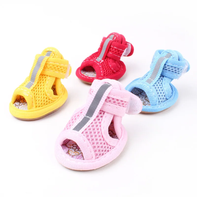 2018 Hot Sale Casual Anti-Slip Small Dog Shoes For Cute Pet Shoes summer Breathable Soft Mesh Sandals Candy Colors 5 Sizes