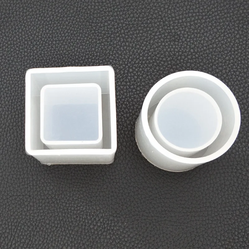 2 Pack Pen Holder Molds Square Round Resin Flower Pot Mold Durable Silicone Molds For Concrete Planter Craft