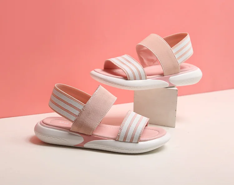 
PDEP children kids summer beach slip on flats sandals school roman breathable little girls pink fashion shoes footwear 