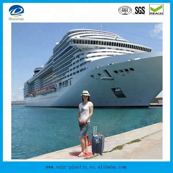 Plastic PVC cruise luggage tag holder top zip seal and steel loops use for Royal caribbean & celebrity cruise line