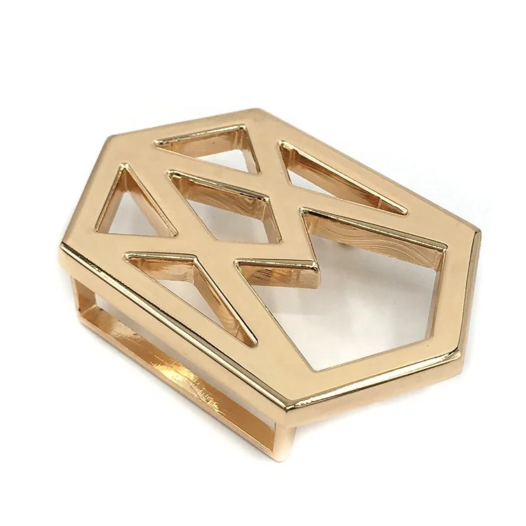 High Quality Hollow Custom Logo Light Gold Alloy Western Metal Belt Buckles