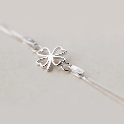 2019 925 Sterling Silver Four Leaf Clover bracelet Wholesale Jewelry