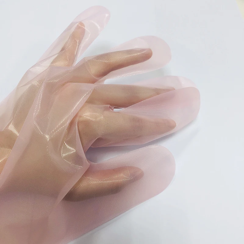 One time use Embossed Light Duty Transparent Pink CPE Disposable Plastic Gloves for Food Service