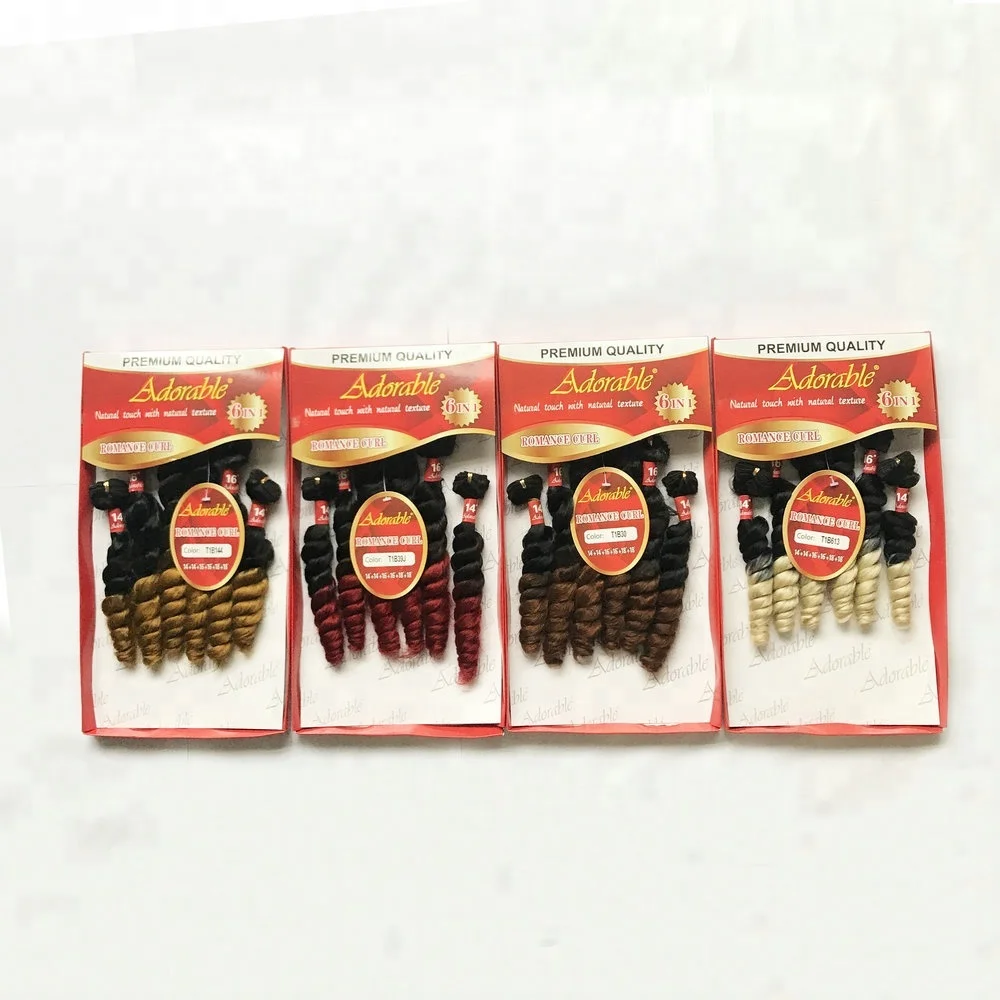 cheap natural color synthetic weave hair packs,synthetic hair bundles in package,romance curl 6pcs loose wave