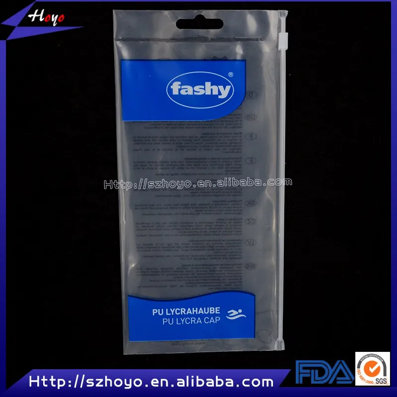 Branded custom size zipper bag slider bag for swimming cap packaging