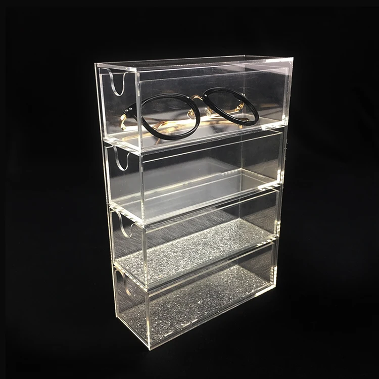 Custom Clear Desk Storage Box Made Acrylic Tabletop Organiser fridge organizer with 4 Drawers