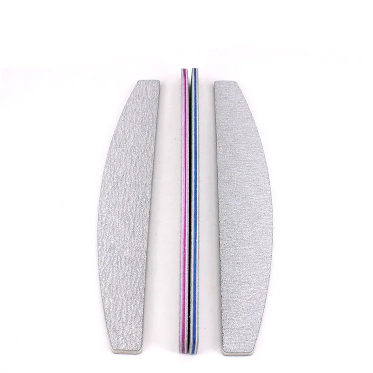 Customized Logo OEM Half Moon Shaped Nail File 100/100 Grit Nail Tools  Sponges Nail Buffer  With Purple Heart