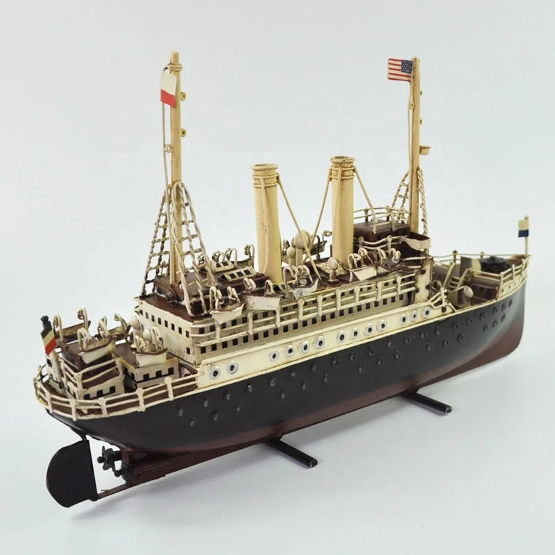 1915 German Tin Tuna Boat Model Ship Model Sailboat 1:20 Scale Window Decoration Props Retro Craft