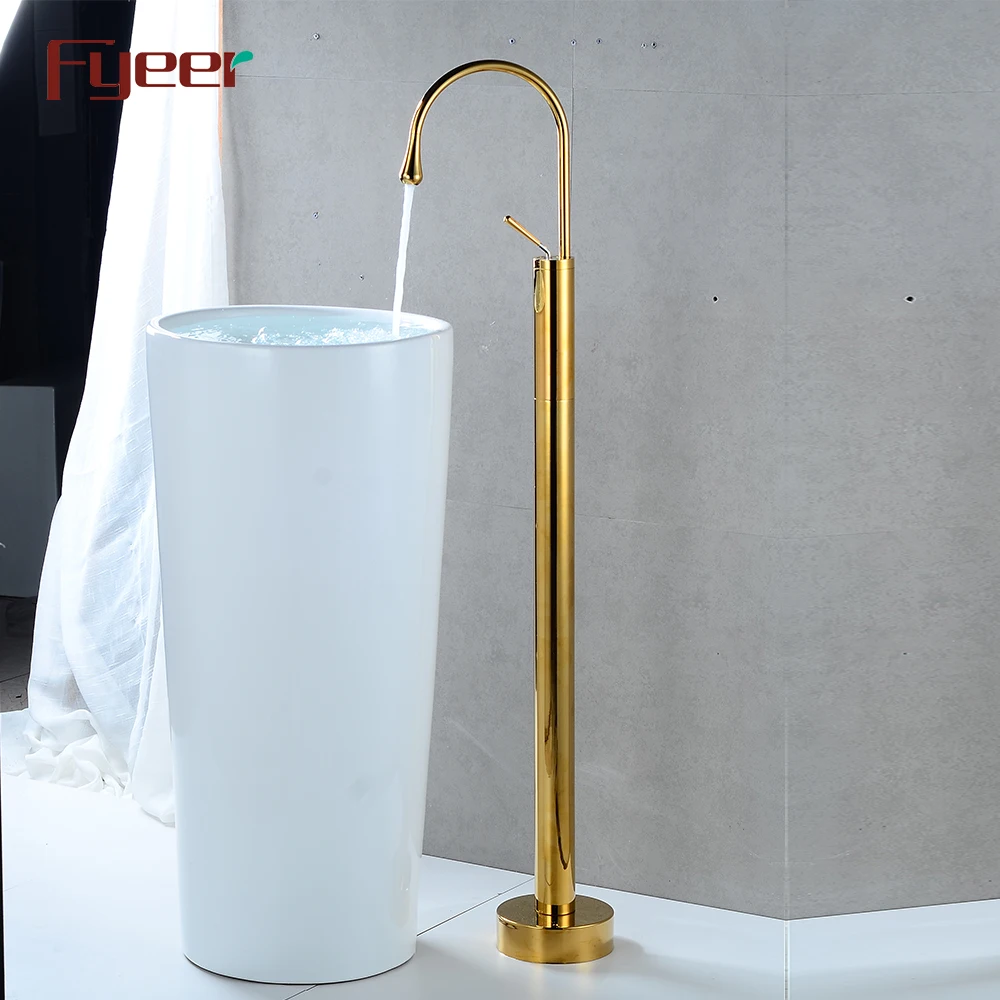 Fyeer Luxury Golden Free Standing Basin Faucet