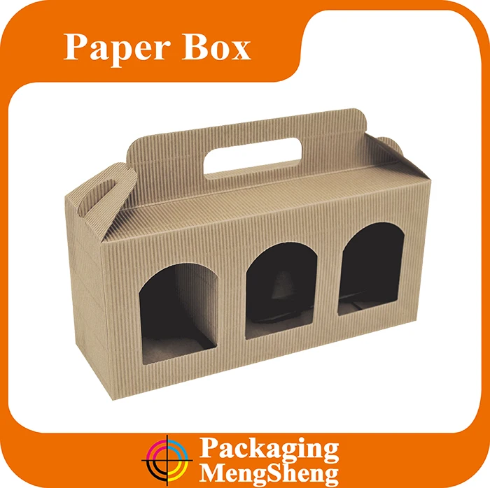 Gift Corrugated Handle Christmas Custom Top Food Paper Wholesale Hot Sale Kraft Cardboard Empty Jar Gable Box