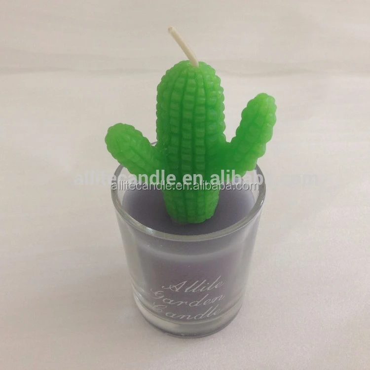 
2016 green color paraffin wax cactus plant as wedding favors gifts 