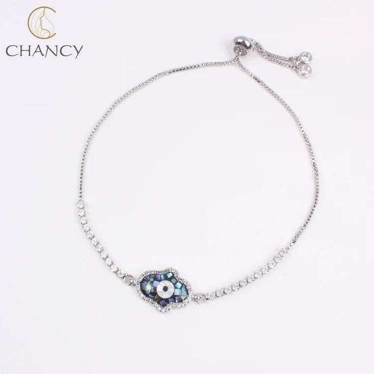 High quality fashion turkish jewelry abalone shell  eye of the demon hamsa bracelet