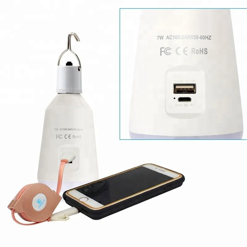 solar panel system China manufacturer solar battery e27 led bulbs with a portable hook