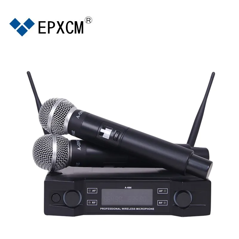
Professional 2 Handheld Microphone UHF Frequencies Dynamic Capsule 2 channels Wireless Microphone for Karaoke System 