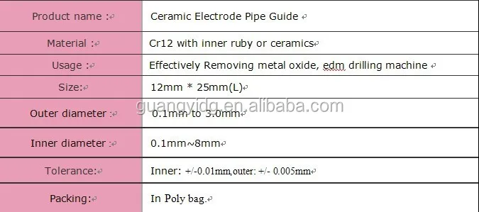 EDM Electrode Tube Ruby Pipe Guide OD12*Length 25mm Diameter 0.2mm to 3.0mm for CNC Drilling Machine