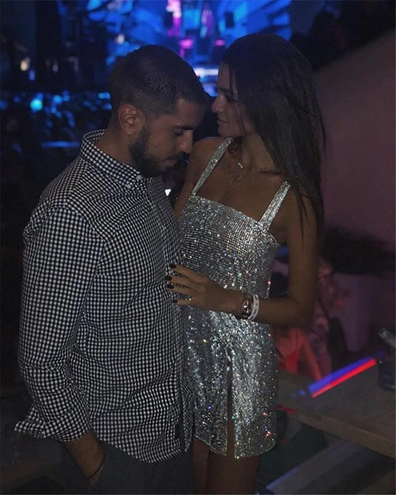 SHIHAN SH1045 сексуальное летнее женское платье с металлической цепочкой и золотыми бриллиантами блестящее роскошное вечернее платье с блестками