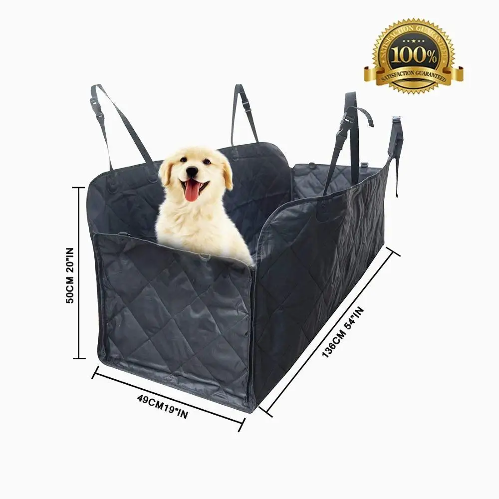 Heavy Duty water Proof Nonslip Durable Quilted Pet Back Booster Hammock Dog Rear Car Seat Cover with Large Side Flaps Bonus Belt