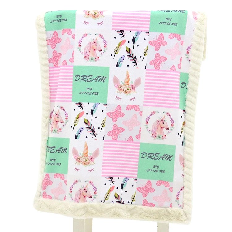 Free Sample Modern Patchwork Picnic Baby Girl Minky Blanket