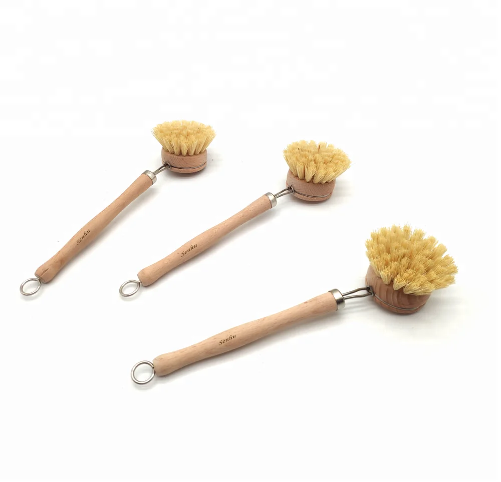 
Natural Wood brush Refill brush head kitchen dish washing brush with tampico fibre 