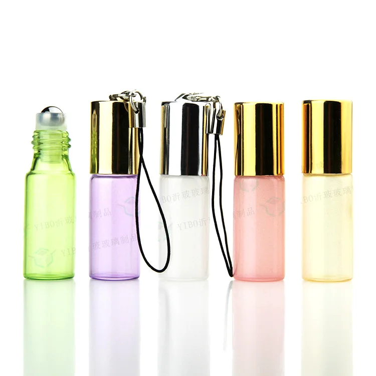 1-5ML colorful glass essential oil bottle with roller ball