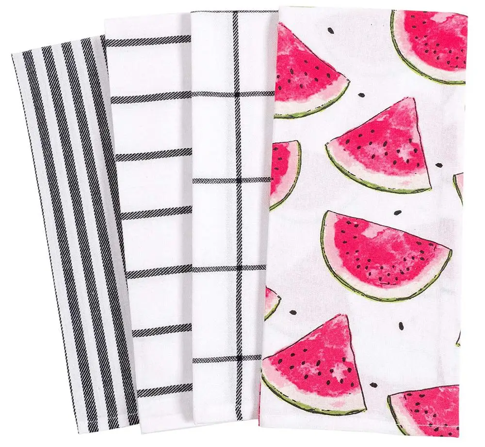 Hot Sell Cute Style 100% Cotton Kitchen Towel Tea Towel Lemon Printing Dish Towel Set
