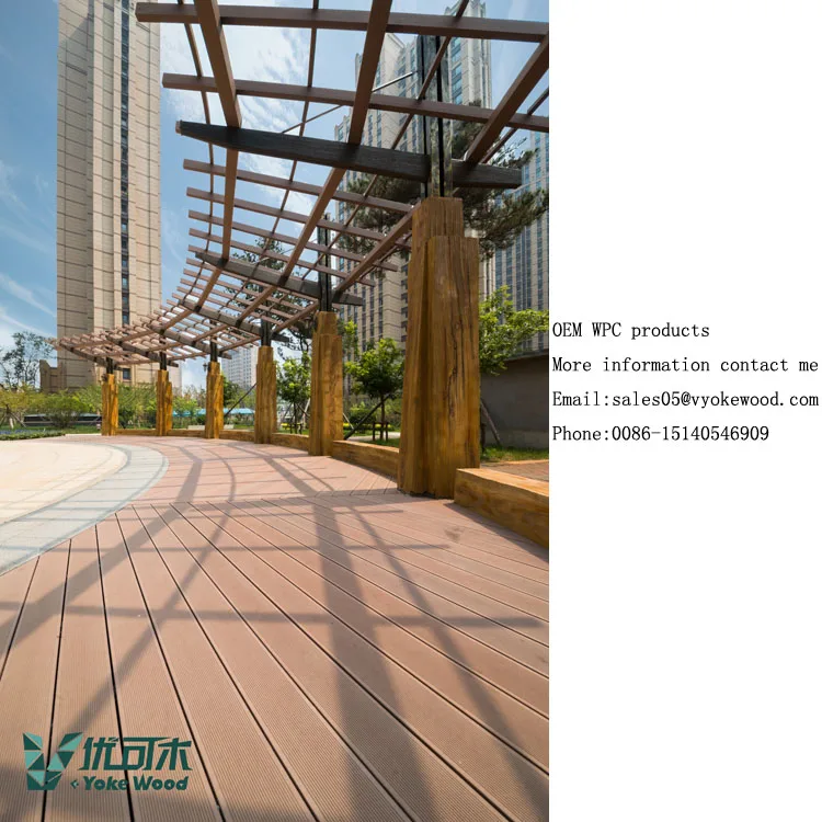 China Decking Tile WPC Pergola Co-extrusion Hollow and Grooved Composite Wood Texture Plastic Composite Arbor