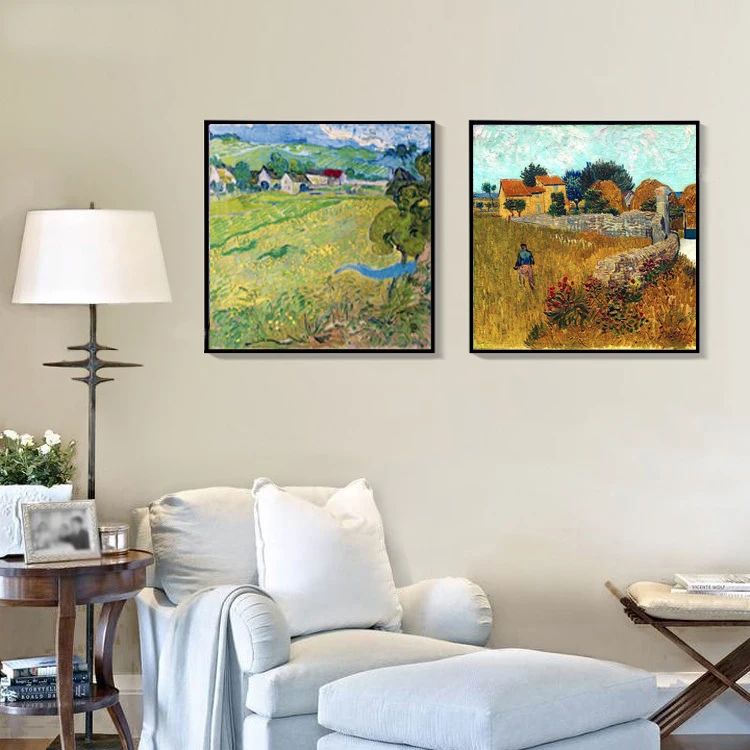 Vincent van Gogh  starry night 3 panels Scenery canvas painting landscape picture vintage poster home decorative art modern art