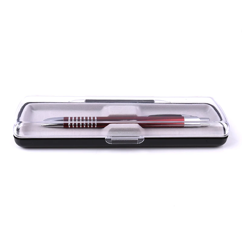 Transparent hard plastic single pen box with PVC Velvet bottom luxury gray gift pen case crystal metal pen pencil NO.0856