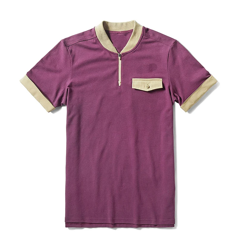 
High quality V-Neck Zipper Collar coilorful T Shirt for mens 