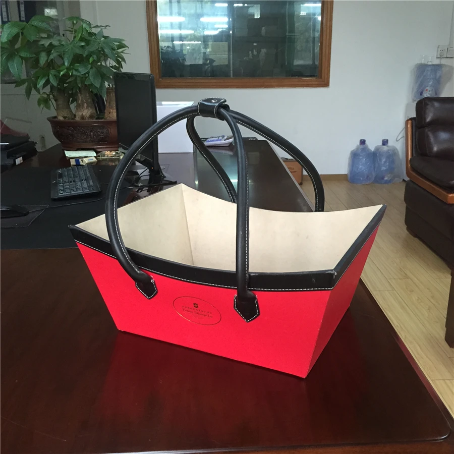 Wholesale Green Color Christmas Decoration Basket Gifts Baskets leather gift baskets