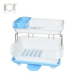 Plastic Double Layer Chopsticks Dish Drainer Tray Shelves Cutlery storage Holders Kitchen Dish Draining Rack
