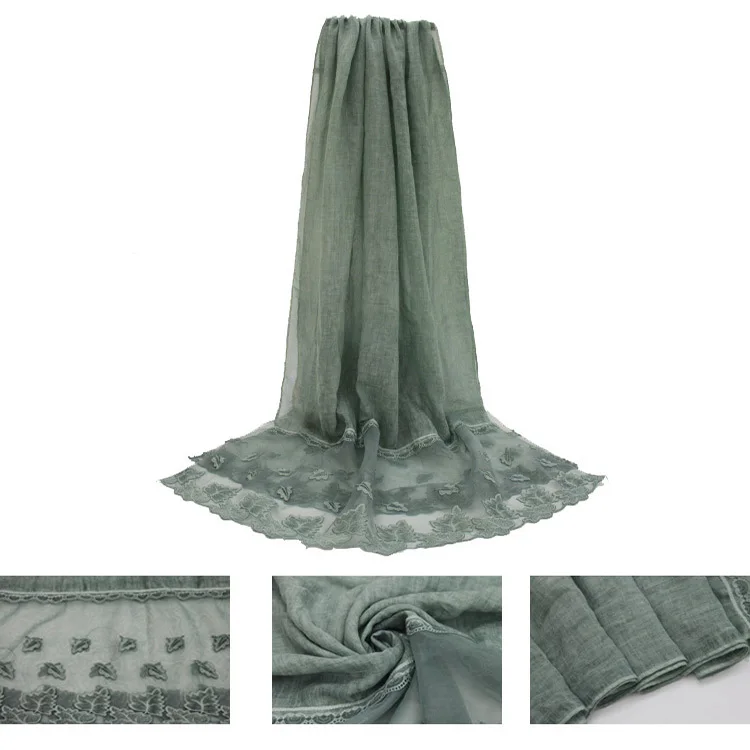 Scarf manufacturers promotional soft long cotton winter lady fashion lace scarf pashmina
