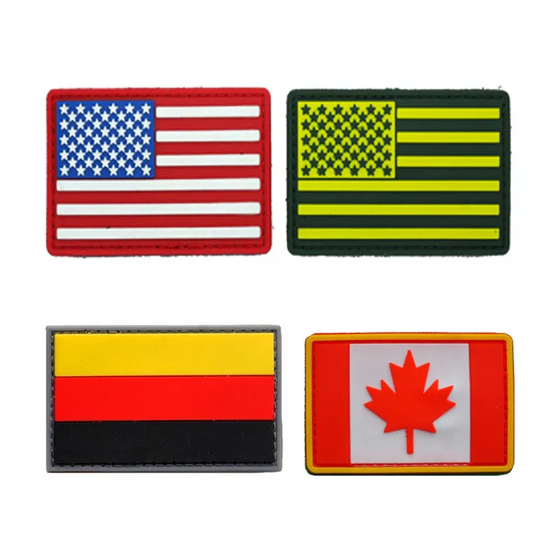 Hot Sell American Flag Punish PVC Patch, Silicon Logo Patches with Hook and Loop Backing, Iron on Rubber Patches