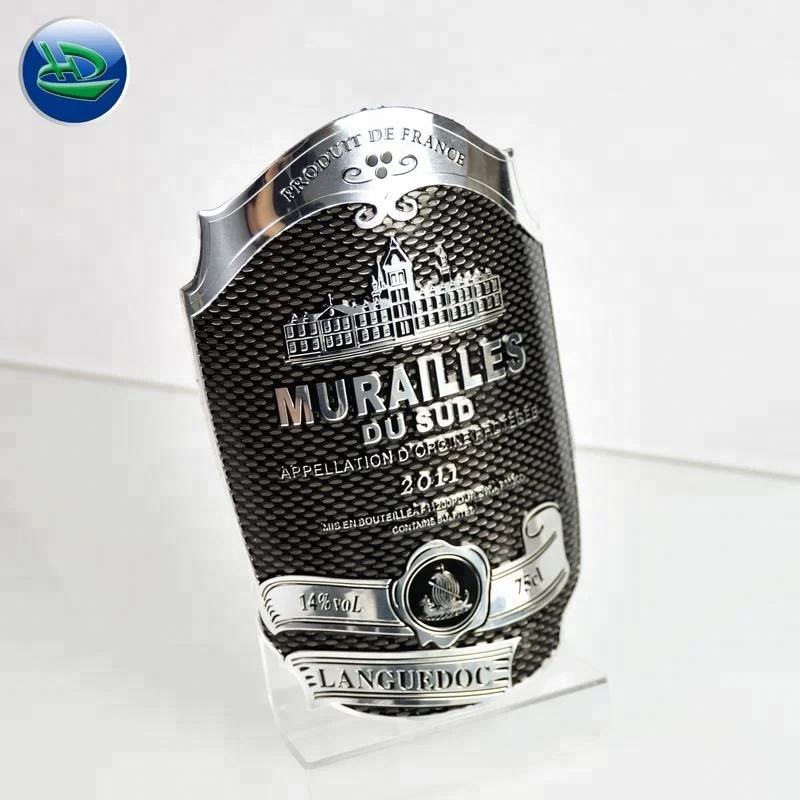 Hot selling Wine label, bottle label metal aluminum sticker