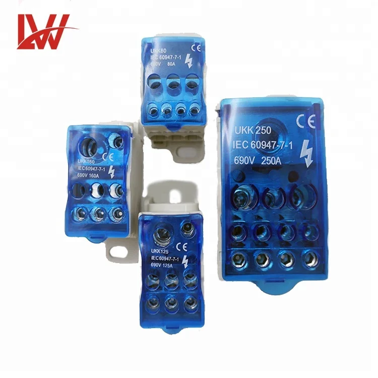 UKK Series Din Rail Unipolar Junction Box Power  Distribution Block LW UKK-80